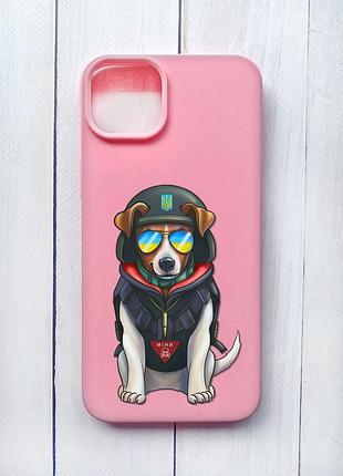Матовий чохол на iphone 15 plus рожевий :: пес патрон (принт 4)