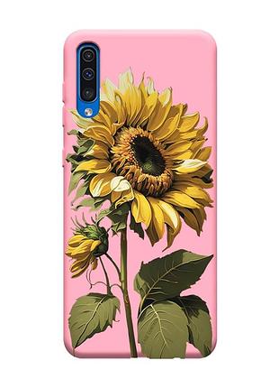 Матовий рожевий чохол на samsung galaxy a50 (2019) a505 :: соняшник (принт 274)