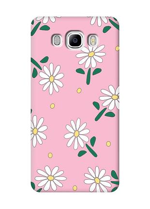 Матовый розовый чехол на samsung galaxy j7(2016) j710 :: ромашки (принт 368)