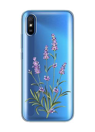 Прозрачный чехол на xiaomi redmi 9a :: веточки лаванды (принт 266)