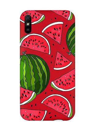 Матовий червоний чохол на xiaomi redmi 9a :: кавуни (принт 341)