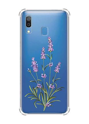 Чехол с утолщёнными углами на samsung galaxy a30 (2019)/a20 (2019) веточки лаванды (принт 266)