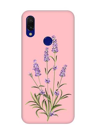 Матовый чехол с розовыми боками на xiaomi redmi 7 :: веточки лаванды /принт 266/