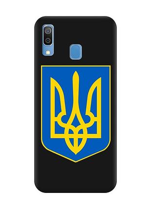 Матовый черный чехол на samsung galaxy a30 (2019)/a20 (2019) тризуб украина (принт 256)
