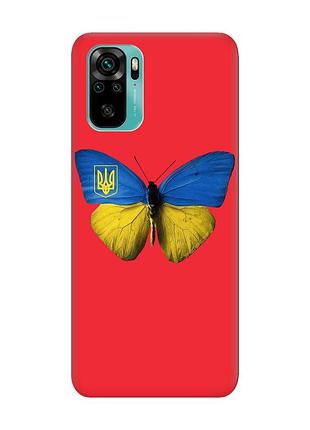 Матовий червоний чохол на xiaomi redmi note 10 / note 10s :: метелик україна (принт 255)