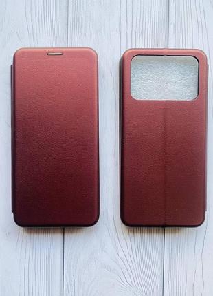 Чехол-книжка для xiaomi poco c40 бордовый