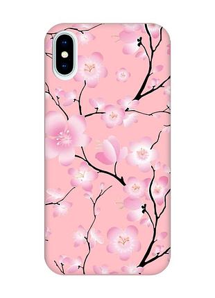 Матовий рожевий чохол на iphone x / xs :: квітуча сакура (принт 282)