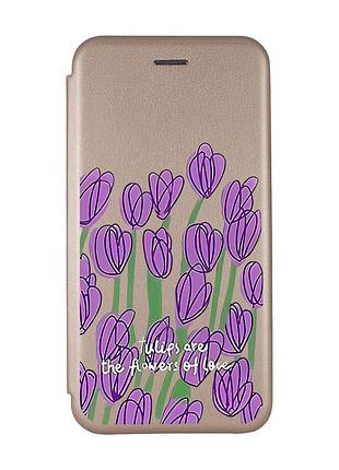 Чехол-книжка с рисунком для samsung galaxy а10s (a107) золотой :: тюльпаны (принт 265)