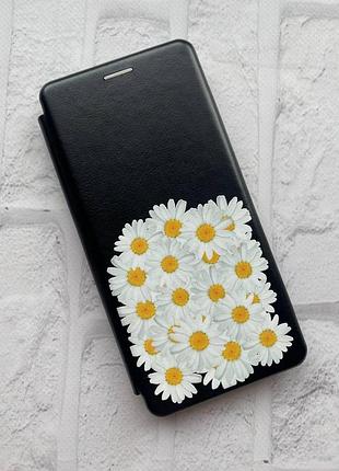 Чехол-книжка с рисунком на iphone 7 plus/8 plus :: черный :: букет ромашек (принт 40) 2