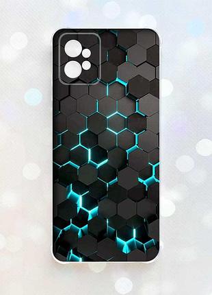 Чехол с утолщёнными углами на motorola moto g32 :: соты 3d (принт 357)