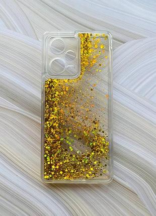 Чохол з плаваючими блискітками на xiaomi redmi note 12 pro plus золотий
