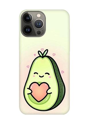 Матовый чехол с черными боками на iphone 13 pro :: кавай авокадо с сердечком (принт 310)