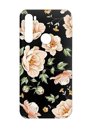 Матовый черный чехол на xiaomi redmi note 8 :: цветы пастельные (принт 277)