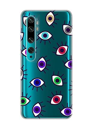 Прозорий чохол на xiaomi mi note 10/note 10 pro :: різнокольорові очі (принт 336)