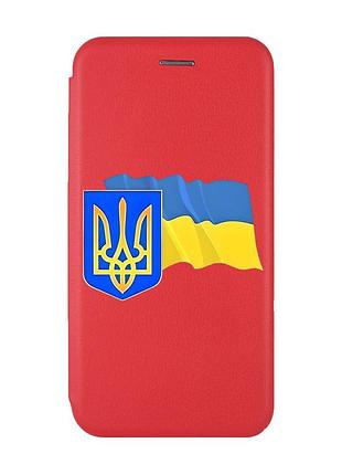 Чехол-книжка с рисунком для samsung galaxy a50 (2019) a505/a30s красный :: тризуб и флаг украины (принт 384)