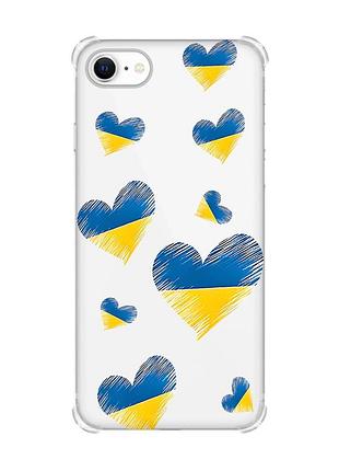 Чохол з потовщеними кутами на iphone 7/ 7s/ 8/ 8s :: сердечка. україна (принт 258)