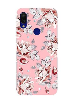 Матовый чехол с розовыми боками на xiaomi redmi 7 :: фон розы /принт 273/