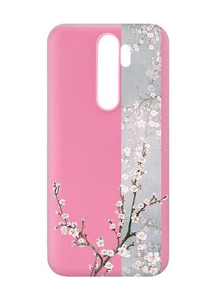 Матовый розовый чехол на xiaomi redmi note 8 pro :: цветущая сакура (принт 285)