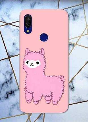Матовий чохол з рожевими боками на xiaomi redmi 7 :: лама рожева /принт 100/