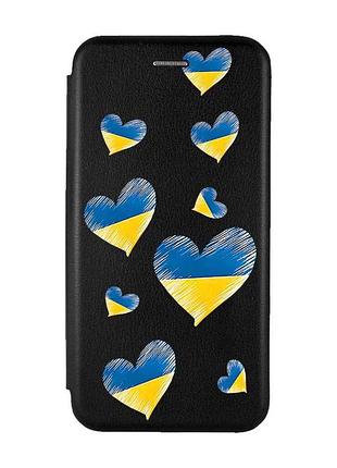 Чохол-книжка з малюнком для iphone 11 чорний :: сердечка. україна (принт 258)