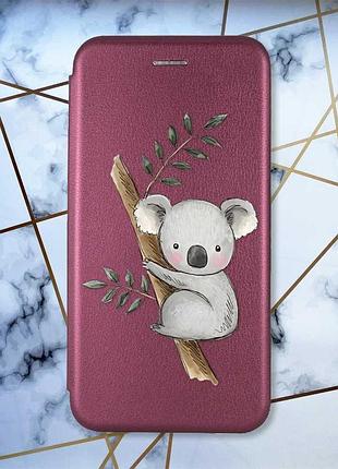 Чехол-книжка с рисунком на iphone xr :: бордовый :: коала (принт 132)