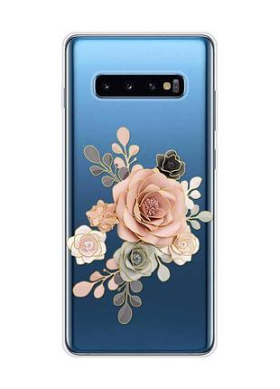 Прозрачный чехол на samsung galaxy s10 plus :: розы (принт 275)