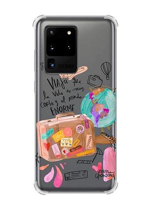 Чехол с утолщёнными углами для samsung galaxy s20 ultra :: настроение путешествовать (принт 329)