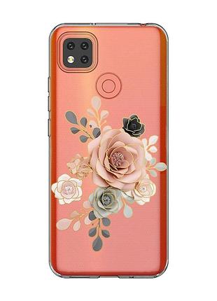 Прозрачный чехол для xiaomi redmi 9c :: розы (принт 275)