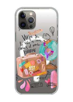 Магнитный чехол на iphone 12 pro max с поддержкой magsafe :: настроение путешествовать (принт 329)