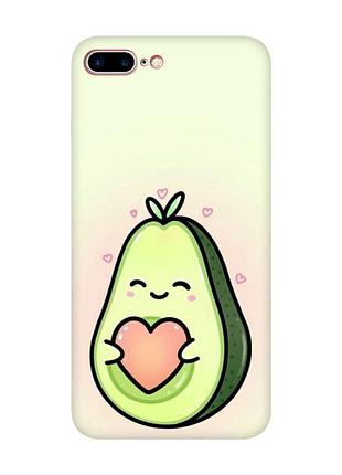 Матовий чохол з червоними боками на iphone 7 plus/8 plus :: кавай авокадо з сердечком (принт 310)