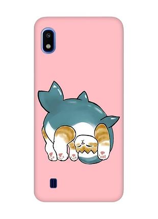 Матовий рожевий чохол на samsung galaxy a10 (2019) a105 :: котик акула (принт 378)