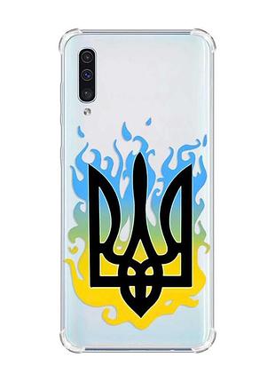 Чохол з потовщеними кутами на samsung galaxy а50 (2019) а505 :: тризуб полум'я (принт 257)