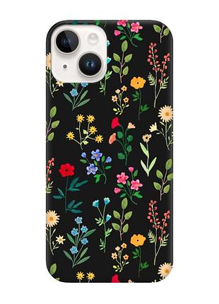 Матовий чорний чохол на apple iphone 14 :: квітковий фон (принт 269)
