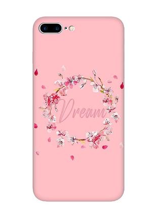 Матовый розовый чехол на iphone 7 plus/8 plus :: веночек из сакуры (принт 284)