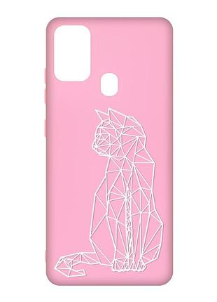 Матовый розовый чехол на samsung galaxy m30s/m21 :: кошечка (принт 125)