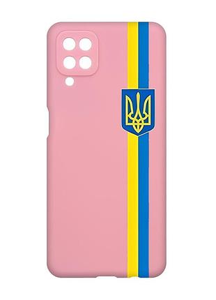 Матовий рожевий чохол на samsung galaxy a12 :: стрічка україна (патріотичний принт 253)