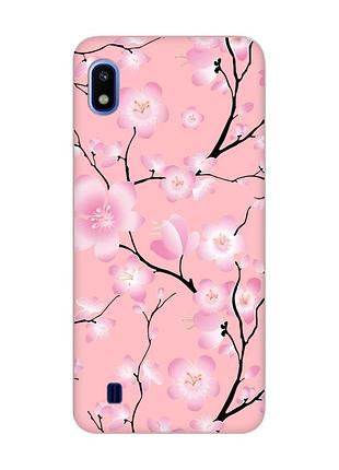 Матовий рожевий чохол на samsung galaxy a10 (2019) a105 :: квітуча сакура (принт 282)