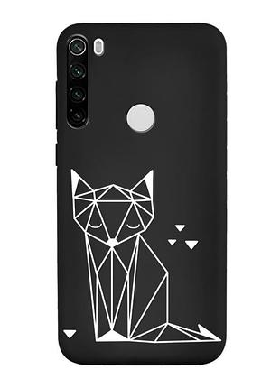 Матовый черный чехол на xiaomi redmi note 8t :: лиса (принт 127)