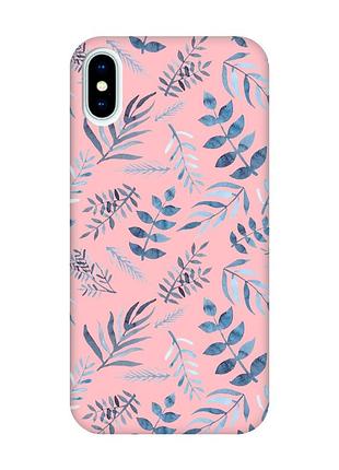 Матовий рожевий чохол на iphone x / xs :: рослинний фон (принт 276)