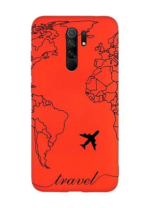 Матовый красный чехол на xiaomi redmi note 8 pro :: карта. контур (принт 330)