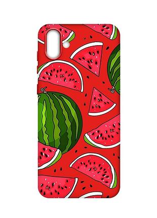 Матовый красный чехол на samsung galaxy a04 :: арбузы (принт 341)