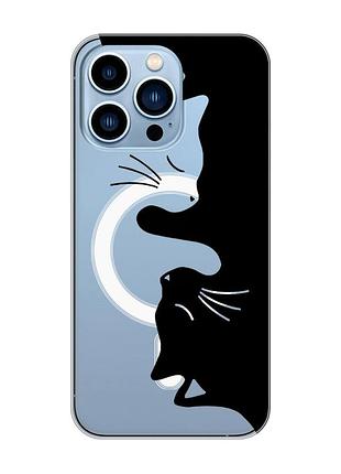 Магнітний чохол на iphone 13 pro max із підтримкою magsafe :: котики (принт 118)