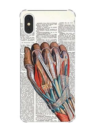 Чехол с утолщёнными углами на iphone x/xs :: анатомия руки (принт 298)