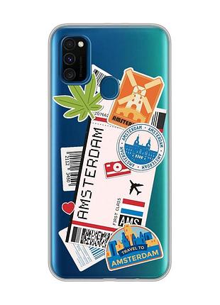 Прозрачный чехол на samsung galaxy m30s/м21 :: путешествия. амстердам (принт 327)