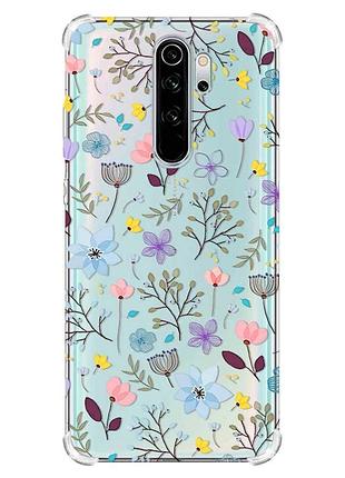 Чехол с утолщёнными углами на xiaomi redmi note 8 pro :: цветочный фон (принт 267)