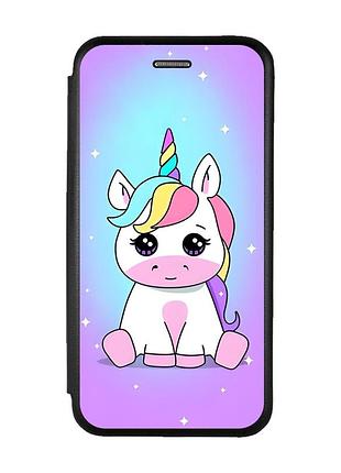 Чохол-книжка з малюнком на xiaomi redmi note 7/7 pro :: чорний :: єдиноріг /принт 103/