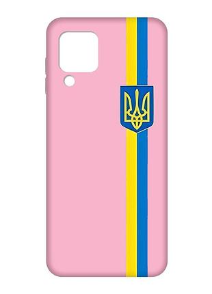 Матовый розовый чехол на samsung galaxy m32/a22/m22 4g :: лента украина (патриотический принт 253)