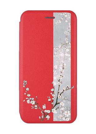 Чохол-книжка з малюнком на xiaomi redmi note 7/7 pro :: червоний :: квітуча сакура /принт 285/