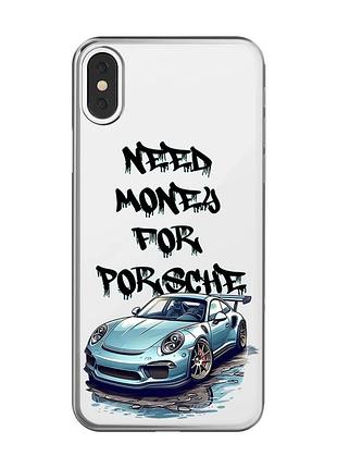 Прозорий чохол на iphone x / xs :: хочу порше (принт 385)
