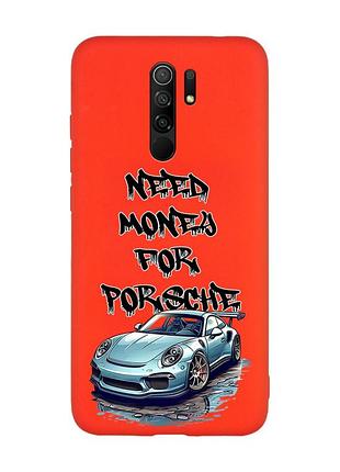 Матовий червоний чохол на xiaomi redmi note 8 pro :: хочу порше (принт 385)